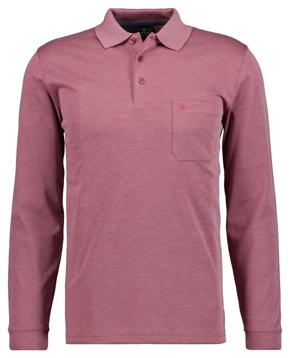 Ragman Softknit Polo Longsleeve Uni Breast Pocket Dark Vintage Red
