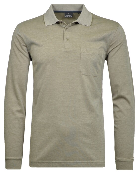 Ragman Softknit Polo Longsleeve Uni Breast Pocket Kitt