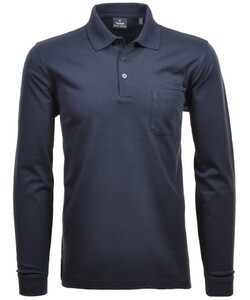 Ragman Softknit Polo Longsleeve Uni Breast Pocket Marine
