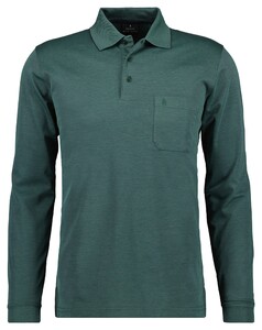 Ragman Softknit Polo Longsleeve Uni Breast Pocket Mosgroen
