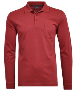 Ragman Softknit Polo Longsleeve Uni Breast Pocket Pepperoni