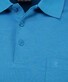 Ragman Softknit Polo Longsleeve Uni Breast Pocket Poloshirt Aqua Blue