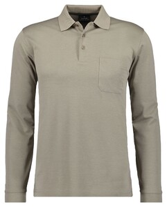 Ragman Softknit Polo Longsleeve Uni Breast Pocket Poloshirt Beige