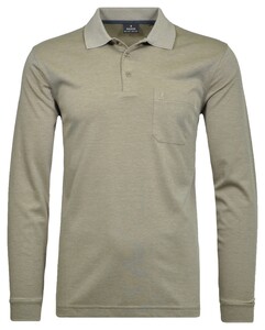 Ragman Softknit Polo Longsleeve Uni Breast Pocket Poloshirt Kitt
