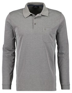 Ragman Softknit Polo Longsleeve Uni Breast Pocket Poloshirt Silver Grey