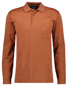 Ragman Softknit Polo Longsleeve Uni Breast Pocket Pumpkin Orange
