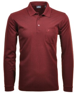 Ragman Softknit Polo Longsleeve Uni Breast Pocket Rood