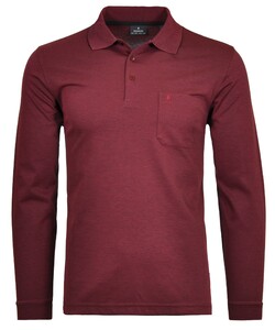 Ragman Softknit Polo Longsleeve Uni Breast Pocket Terra Red