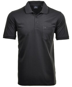 Ragman Softknit Poloshirt Breast Pocket Pima Cotton Mix Antraciet