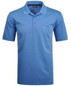 Ragman Softknit Poloshirt Breast Pocket Pima Cotton Mix Aqua