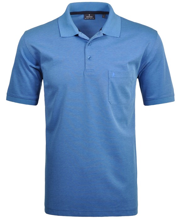 Ragman Softknit Poloshirt Breast Pocket Pima Cotton Mix Aqua