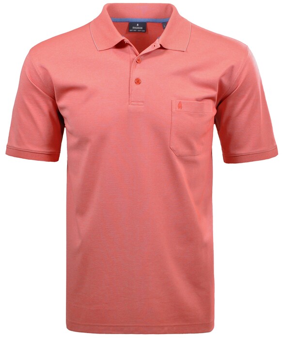 Ragman Softknit Poloshirt Breast Pocket Pima Cotton Mix Bright Red