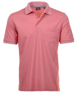 Ragman Softknit Poloshirt Breast Pocket Pima Cotton Mix Bright Red Melange