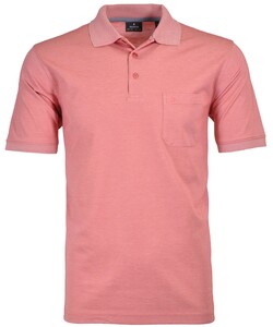 Ragman Softknit Poloshirt Breast Pocket Pima Cotton Mix Coral Melange