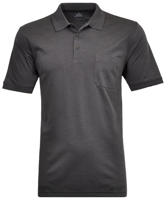 Ragman Softknit Poloshirt Breast Pocket Pima Cotton Mix Dark Slate
