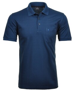 Ragman Softknit Poloshirt Breast Pocket Pima Cotton Mix Donker Blauw Melange