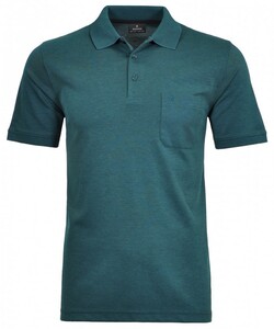 Ragman Softknit Poloshirt Breast Pocket Pima Cotton Mix Donker Blauwgroen