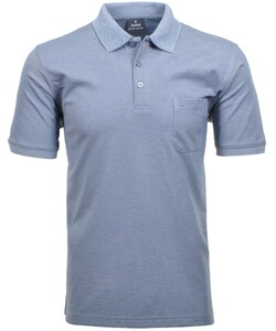Ragman Softknit Poloshirt Breast Pocket Pima Cotton Mix Duivenblauw