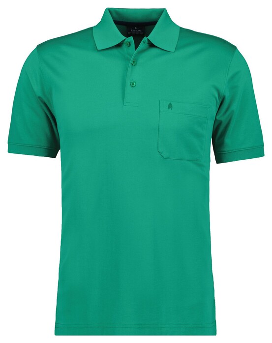 Ragman Softknit Poloshirt Breast Pocket Pima Cotton Mix Emerald Green