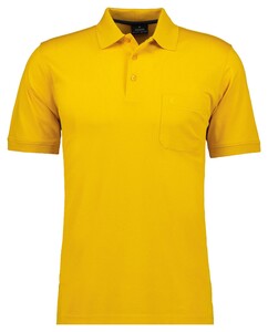 Ragman Softknit Poloshirt Breast Pocket Pima Cotton Mix Fel Geel