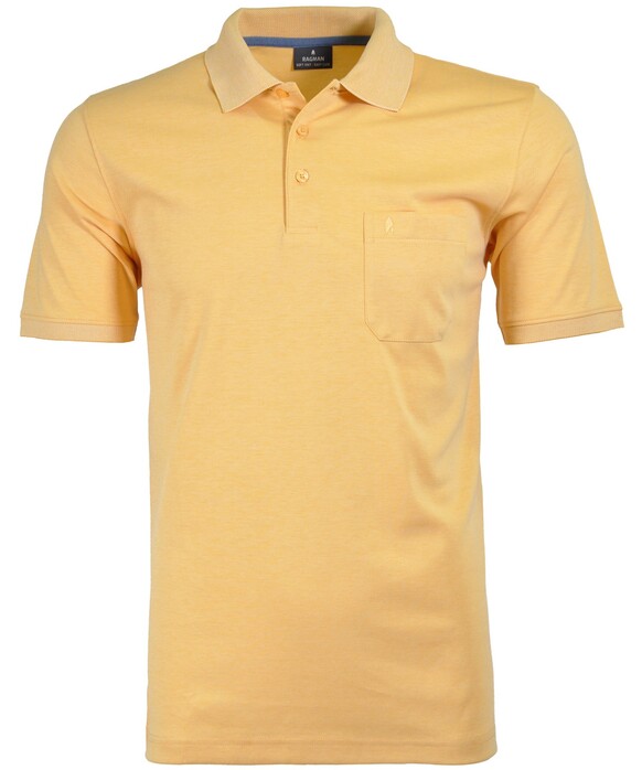 Ragman Softknit Poloshirt Breast Pocket Pima Cotton Mix Geel