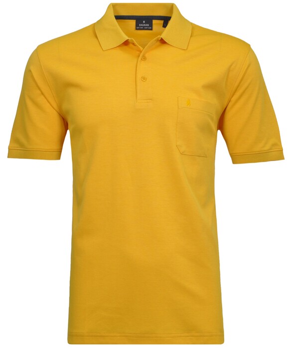 Ragman Softknit Poloshirt Breast Pocket Pima Cotton Mix Geel Melange