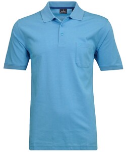 Ragman Softknit Poloshirt Breast Pocket Pima Cotton Mix Ibiza Blue