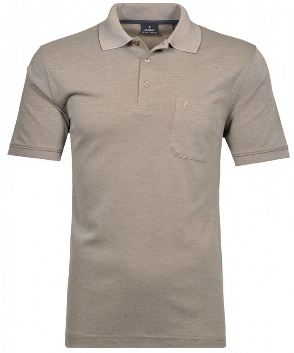 Ragman Softknit Poloshirt Breast Pocket Pima Cotton Mix Kitt