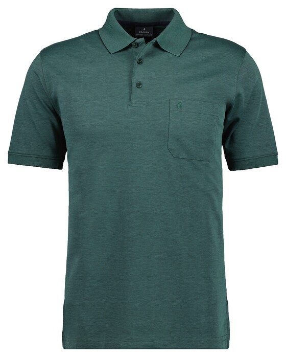Ragman Softknit Poloshirt Breast Pocket Pima Cotton Mix Mosgroen