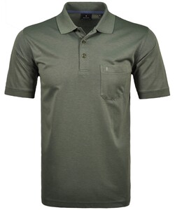 Ragman Softknit Poloshirt Breast Pocket Pima Cotton Mix Reed Green