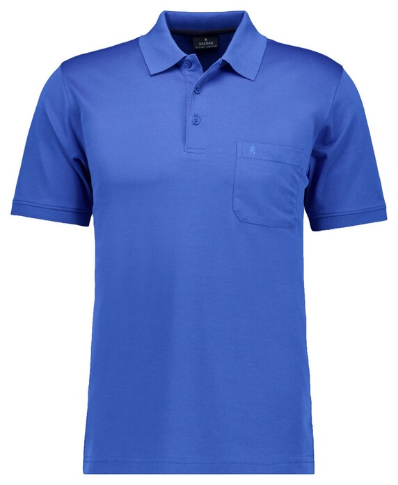 Ragman Softknit Poloshirt Breast Pocket Pima Cotton Mix Royal Blue
