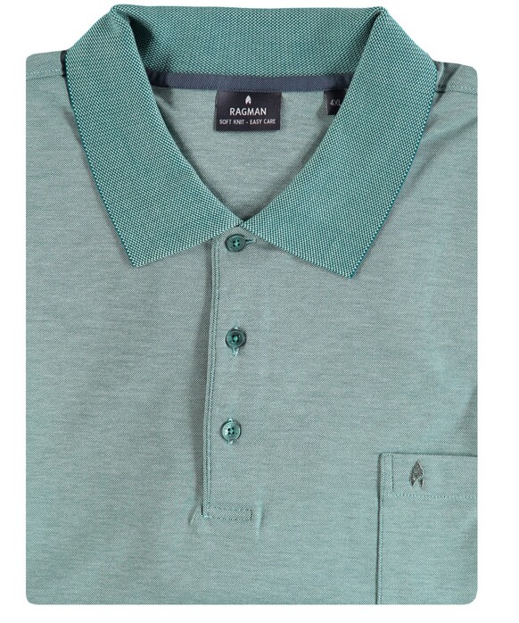 Ragman Softknit Poloshirt Breast Pocket Pima Cotton Mix Sage Green