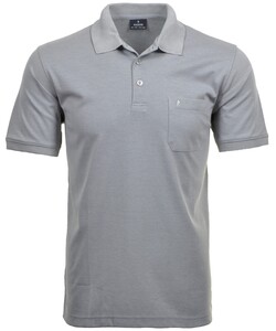 Ragman Softknit Poloshirt Breast Pocket Pima Cotton Mix Silver