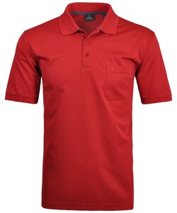 Ragman Softknit Poloshirt Breast Pocket Pima Cotton Mix Strawberry Melange