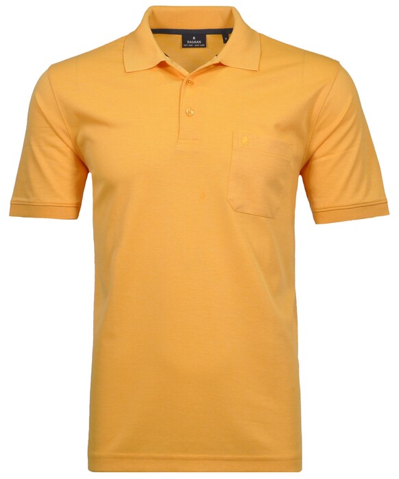 Ragman Softknit Poloshirt Breast Pocket Pima Cotton Mix Sunny Yellow