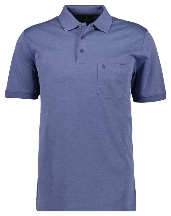 Ragman Softknit Poloshirt Breast Pocket Pima Cotton Mix Turquoise Blue Melange