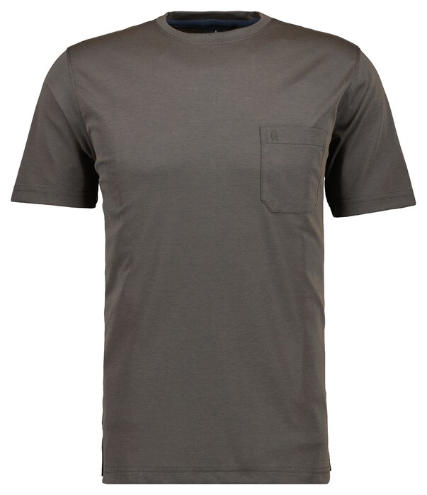 Ragman Softknit Uni Easy Care Round Neck Breast Pocket T-Shirt Donker Taupe