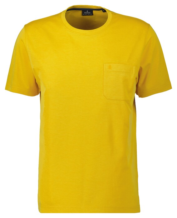 Ragman Softknit Uni Easy Care Round Neck Breast Pocket T-Shirt Fel Geel