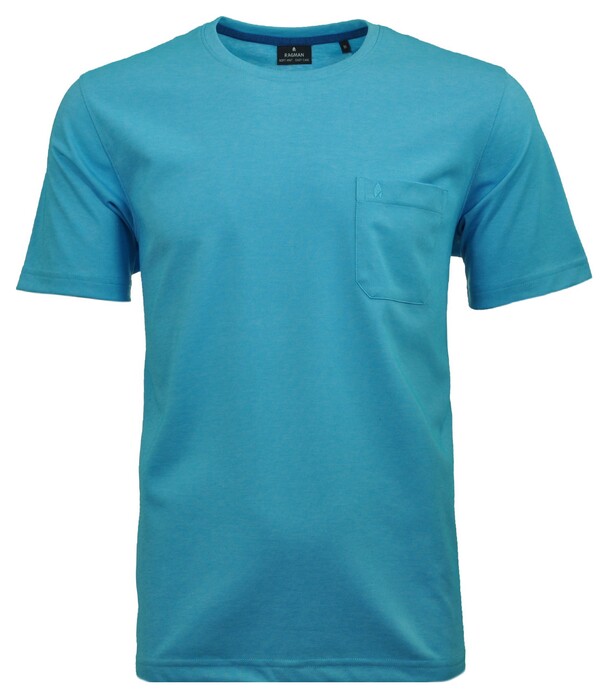 Ragman Softknit Uni Easy Care Round Neck Breast Pocket T-Shirt Ibiza Blue