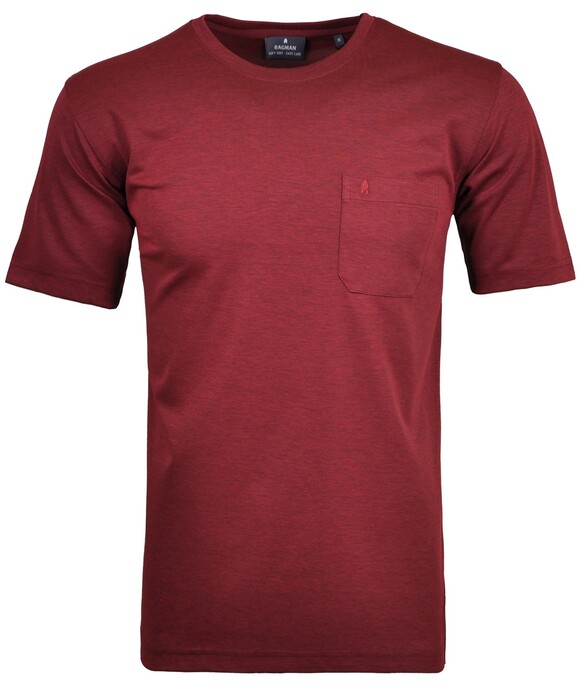 Ragman Softknit Uni Easy Care Round Neck Breast Pocket T-Shirt Rood