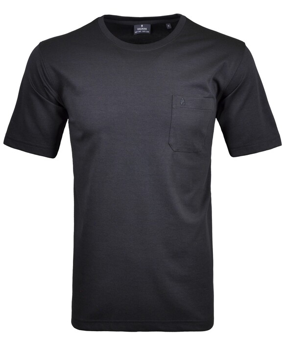 Ragman Softknit Uni Easy Care Round Neck Breast Pocket T-Shirt Zwart
