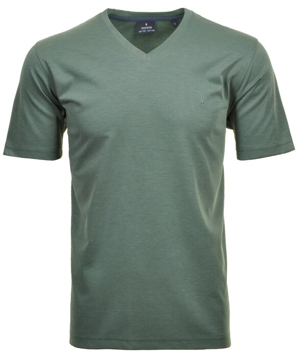 Ragman Softknit Uni Easy Care V-Neck T-Shirt Rietgroen