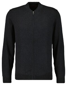 Ragman Solid Color Zip Cardigan College Collar Cotton Cashmere Vest Antraciet