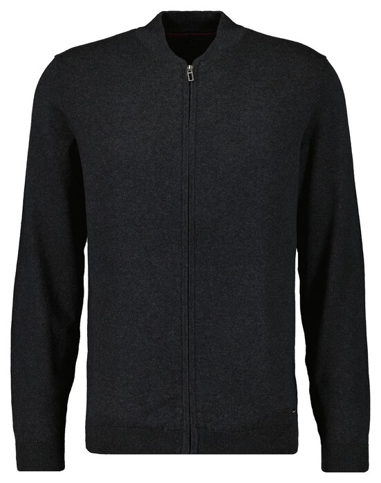 Ragman Solid Color Zip Cardigan College Collar Cotton Cashmere Vest Antraciet