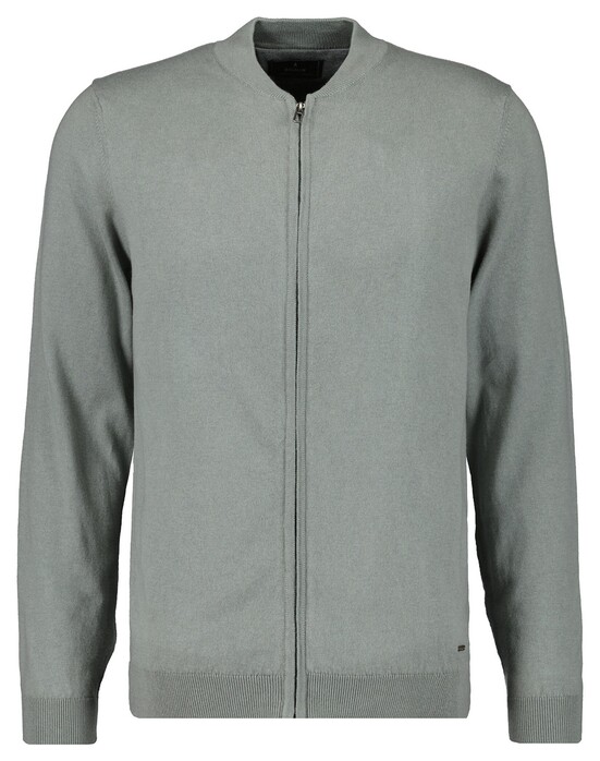 Ragman Solid Color Zip Cardigan College Collar Cotton Cashmere Vest Steengrijs