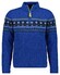 Ragman Stand Up Zip Collar Norwegian Style Pattern Trui Midnight Blue