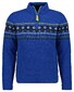 Ragman Stand Up Zip Collar Norwegian Style Pattern Trui Midnight Blue