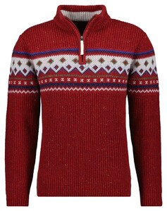 Ragman Stand Up Zip Collar Norwegian Style Pattern Trui Roestrood