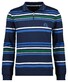 Ragman Striped Jersey Sweater Zip Collar Pullover Jeans Blue