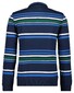 Ragman Striped Jersey Sweater Zip Collar Pullover Jeans Blue